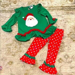Rare Editions Toddler Girl Santa Top and Pants Set 2T
